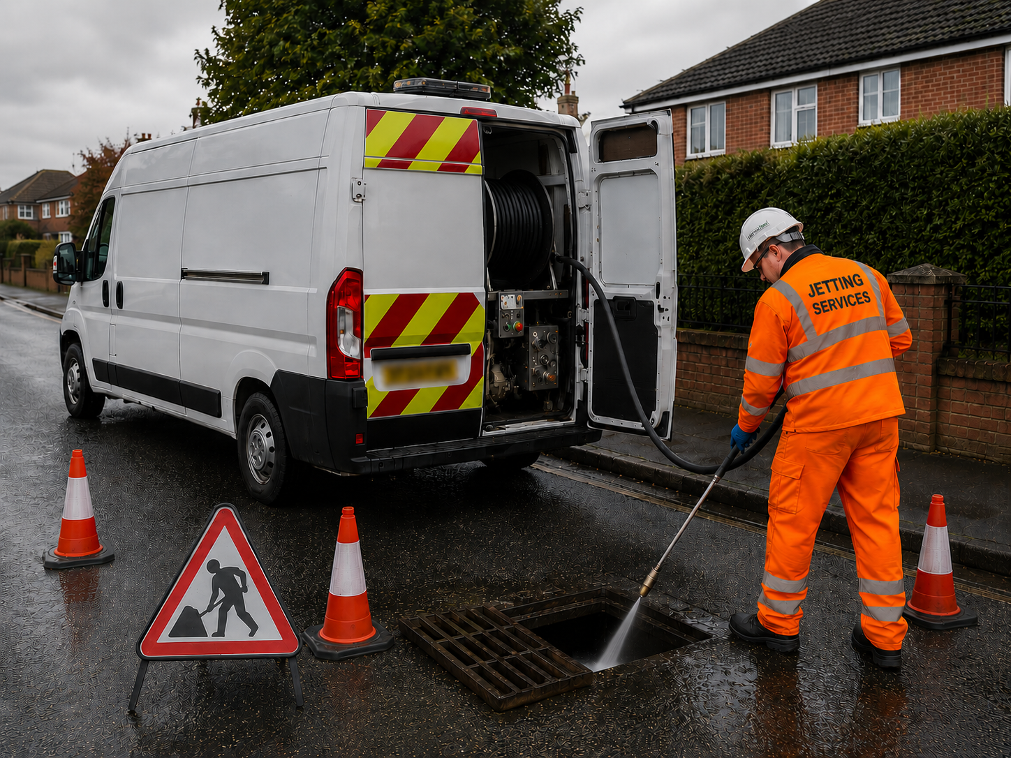 Fully equipped drainage van — exterior view