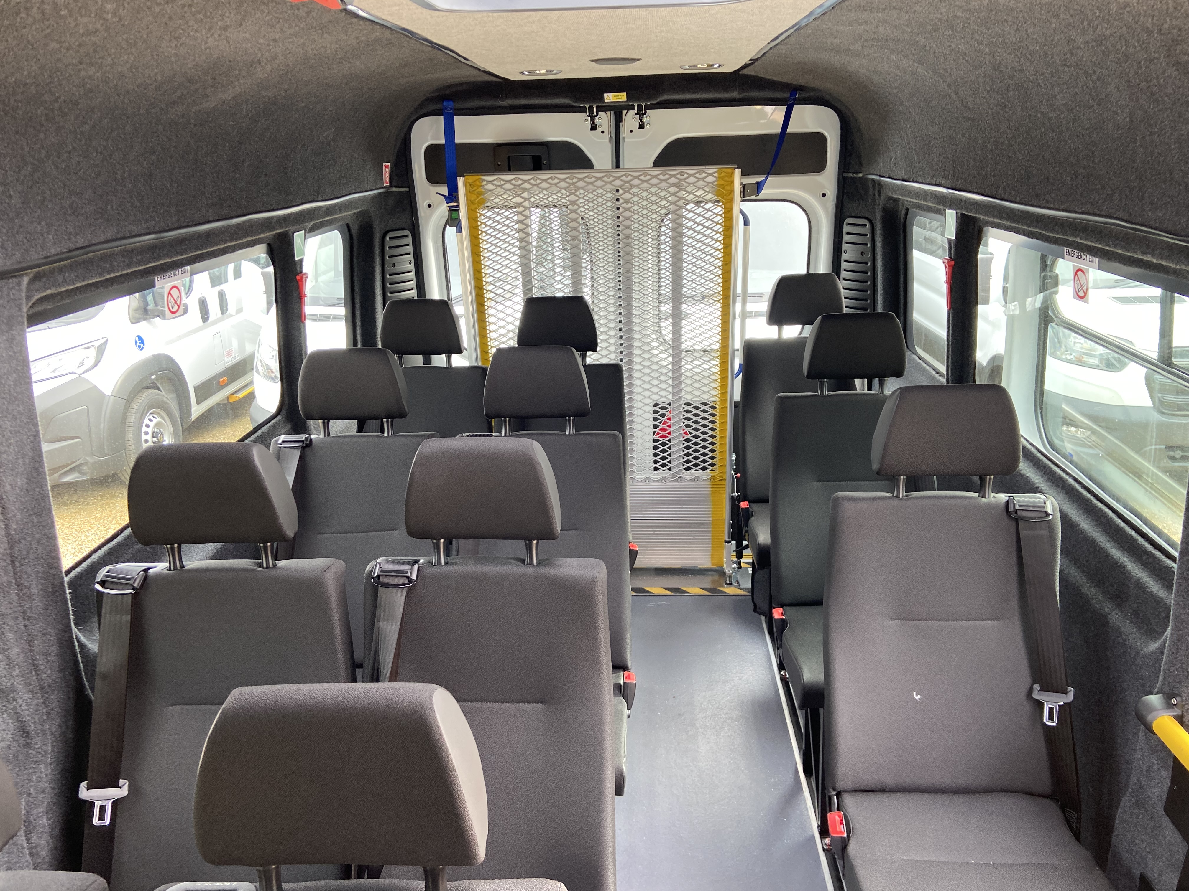 Spacious passenger cabin of the Vauxhall Movano diesel minibus