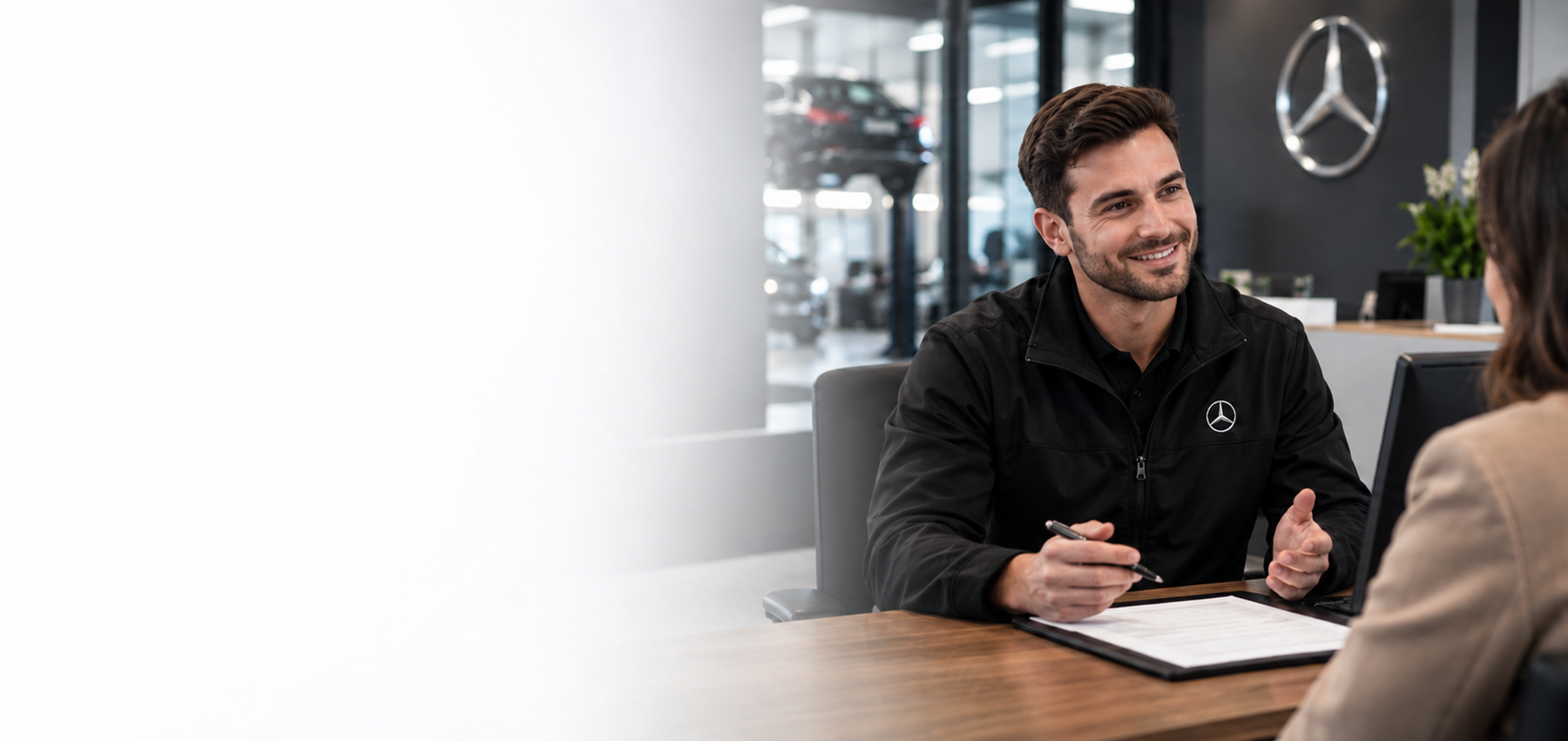 Customer discussing Mercedes-Benz servicing options