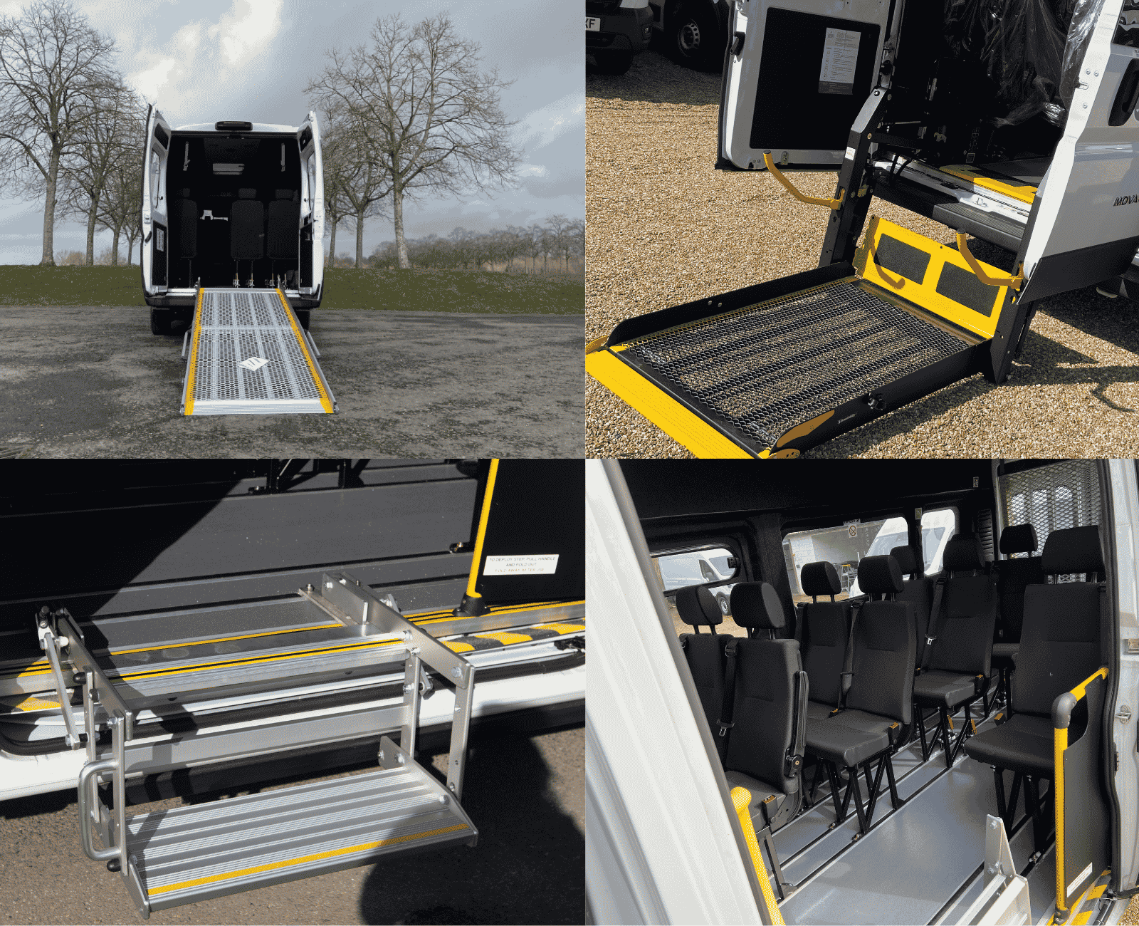 Wheelchair user boarding a minibus by tail lift
